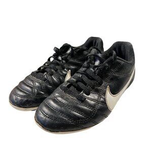 Nike Tiempo Kids Soccer Cleats Size 12 Black & White Leather Upper